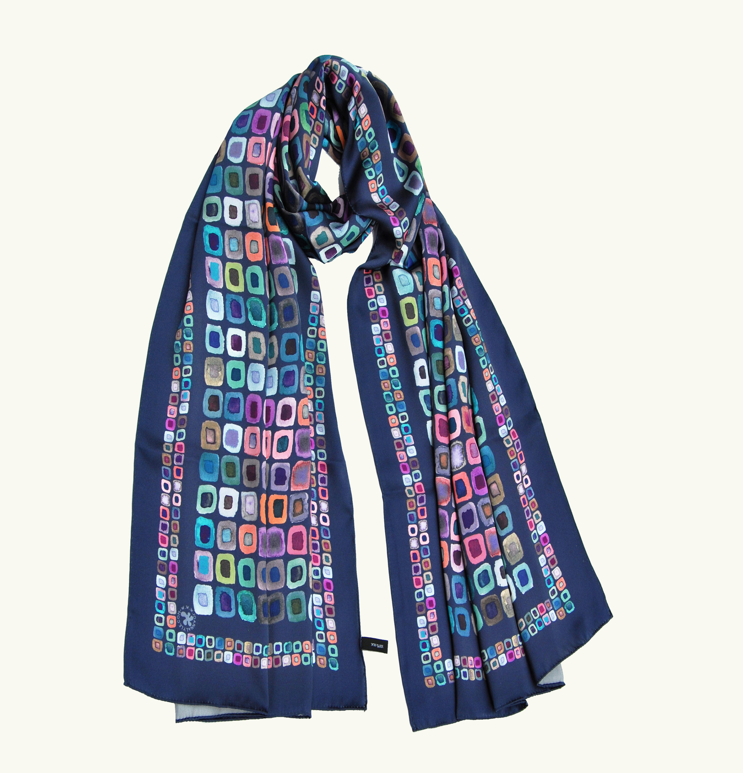 Siena Scarf in Navy Rose Mosaico
