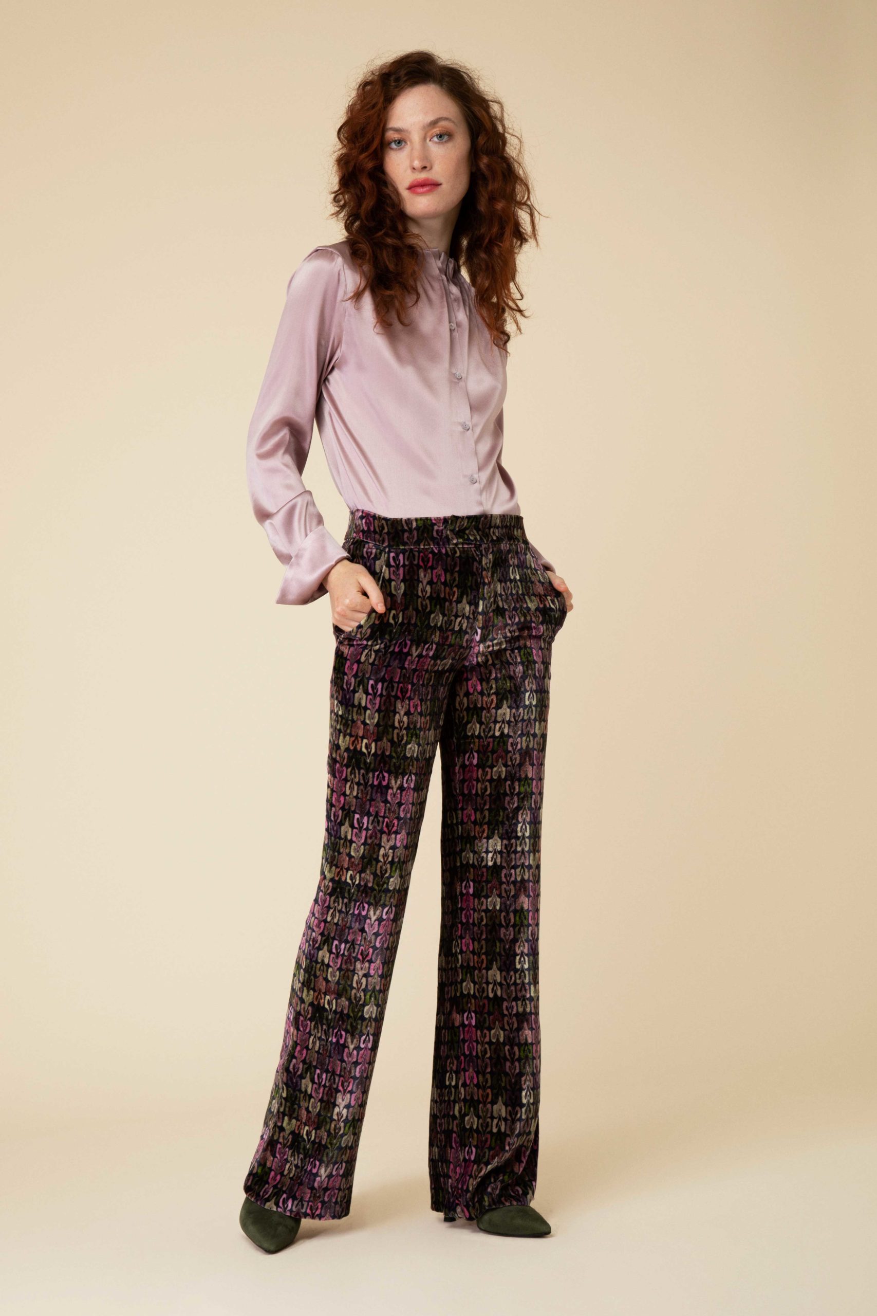 Kerry Velvet Trousers in Blueberry Frecce