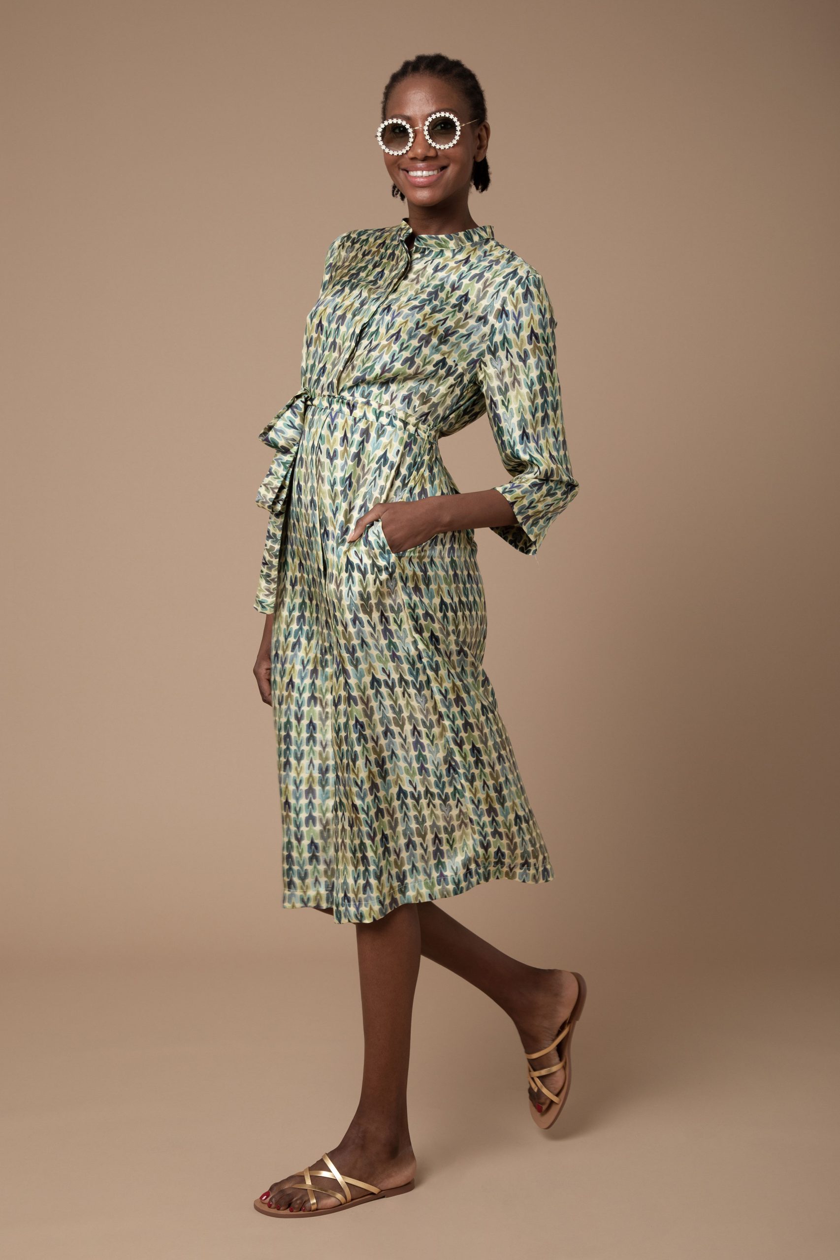 Diana Dress in Avocado Frecce