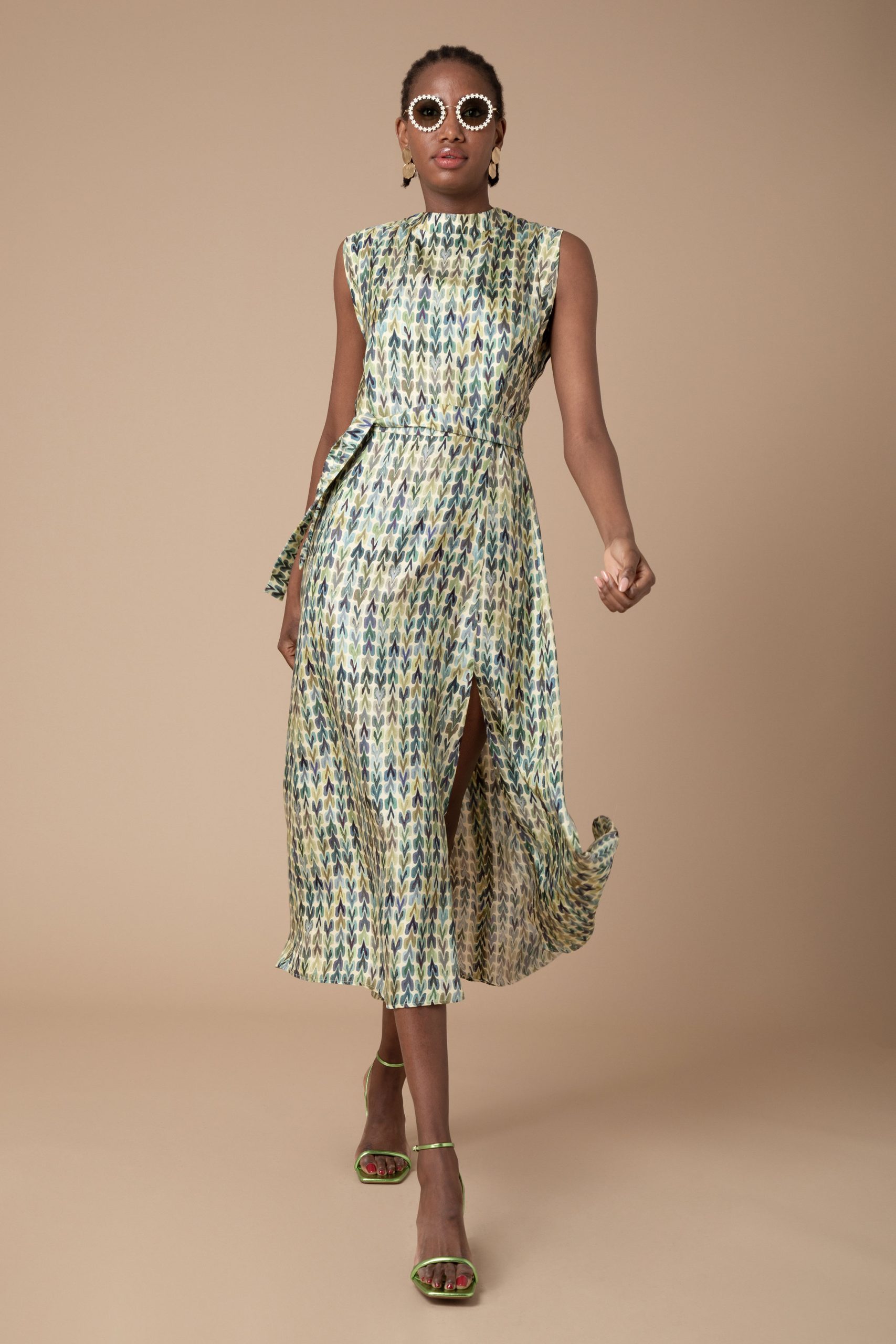 Clara abito midi in Frecce Avocado
