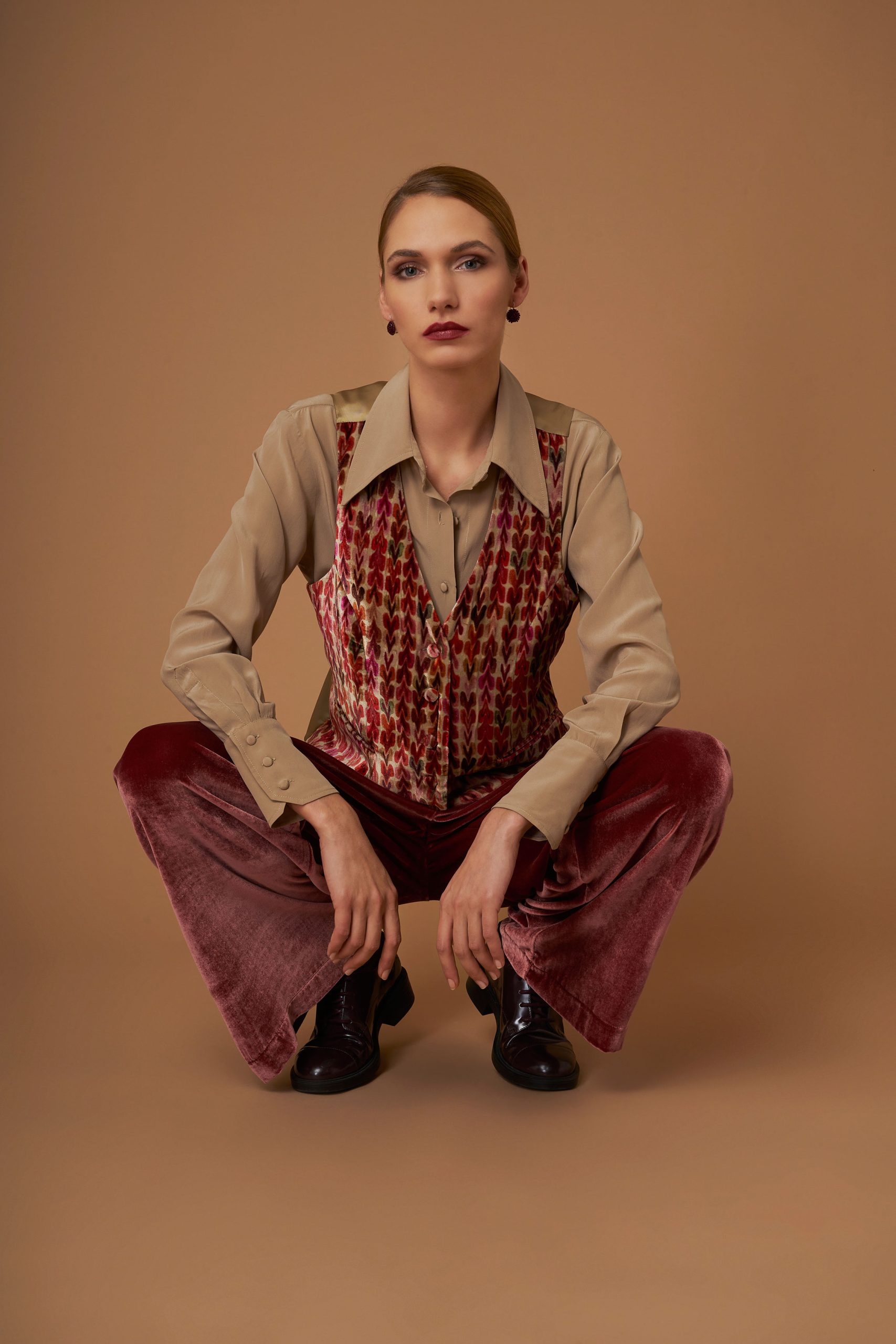 Greta Waistcoat in Paprika Frecce