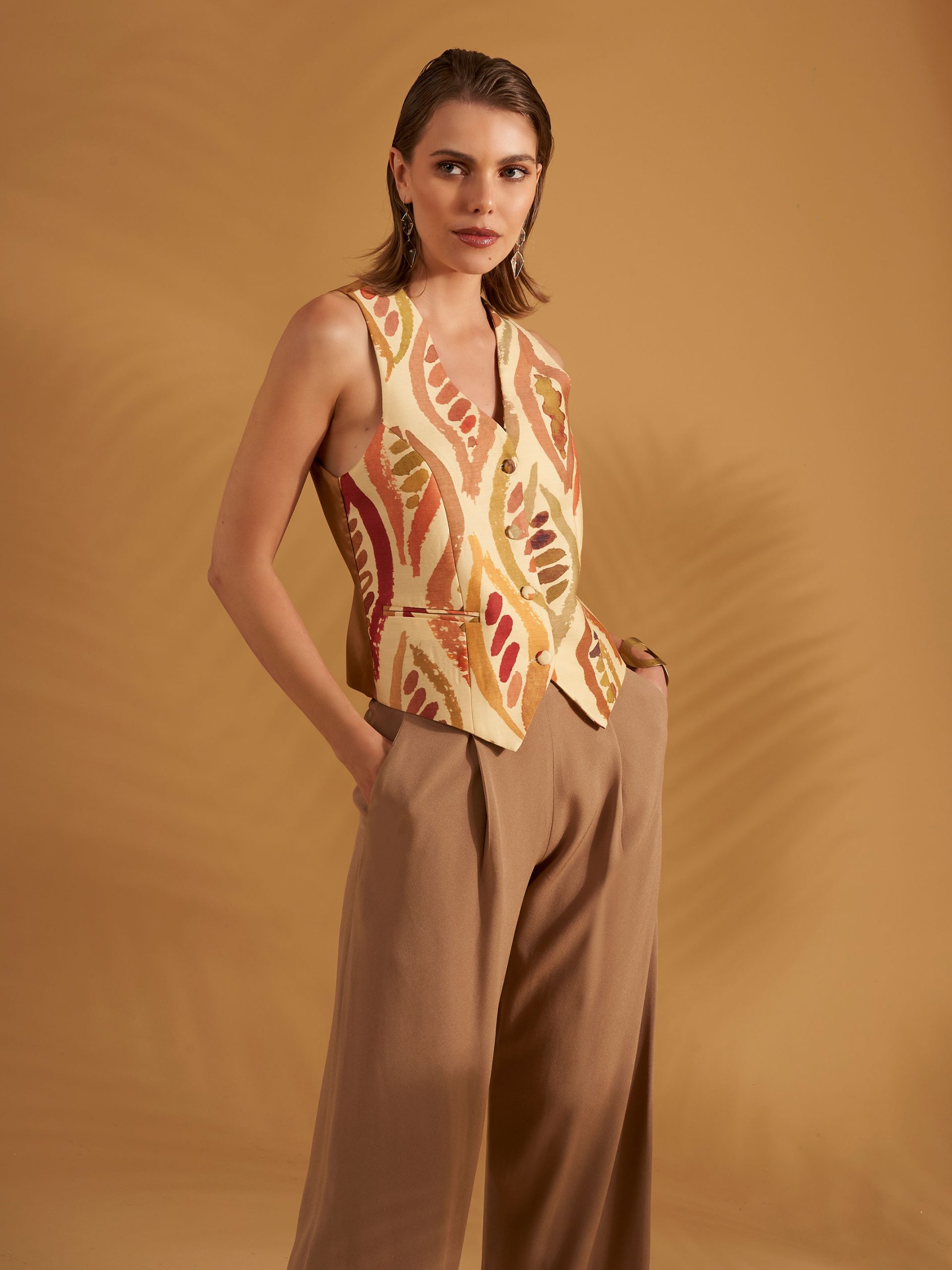 Silvie pantaloni gamba larga in Camel