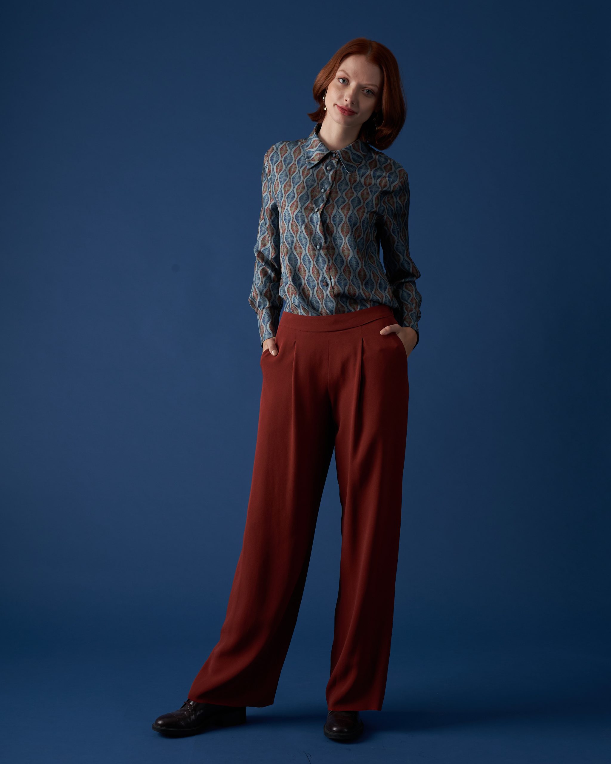 Silvie wide-leg pants in Sienna Red
