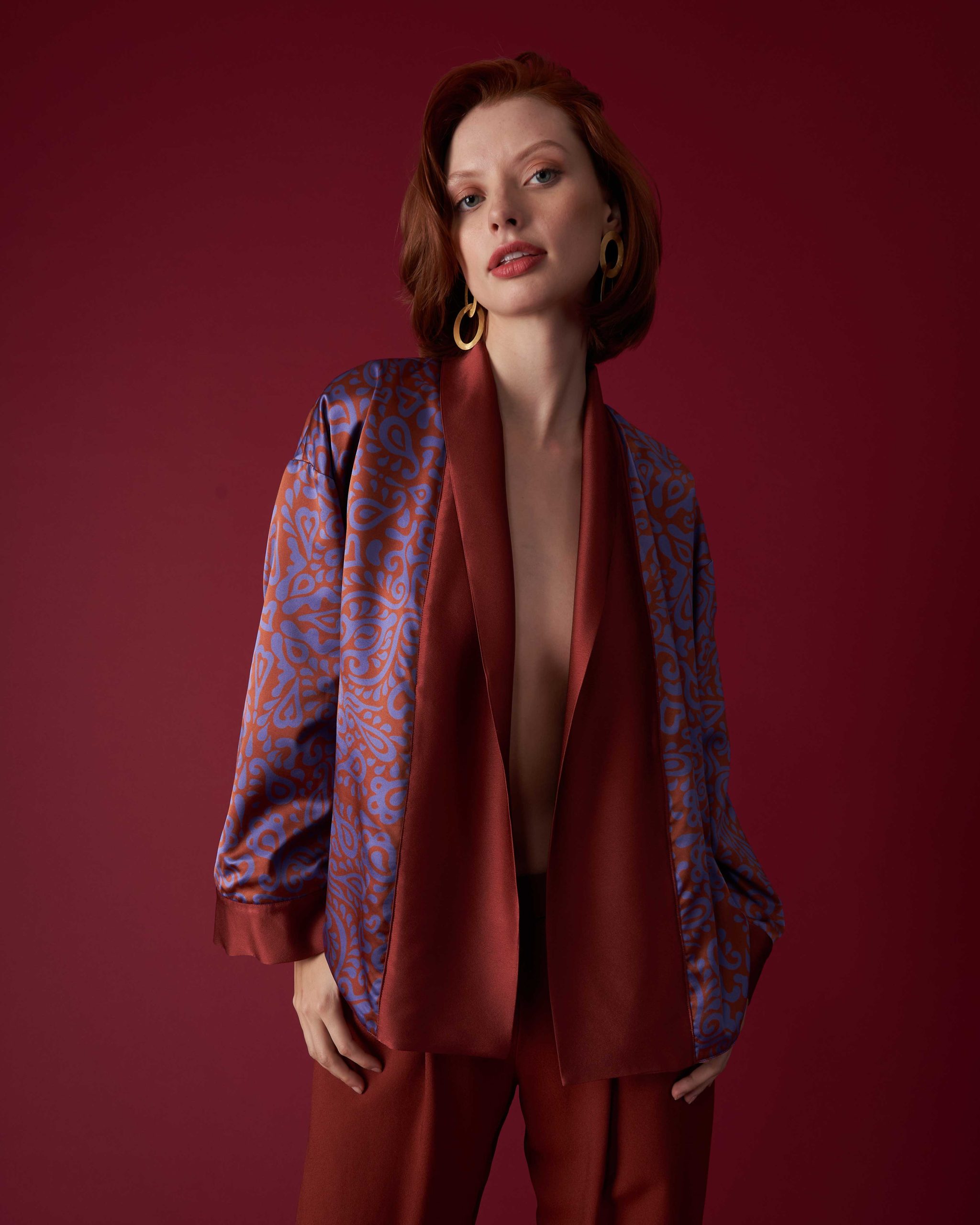 Katia Reversible Jacket in Venetian Red and Cinnamon Casablanca