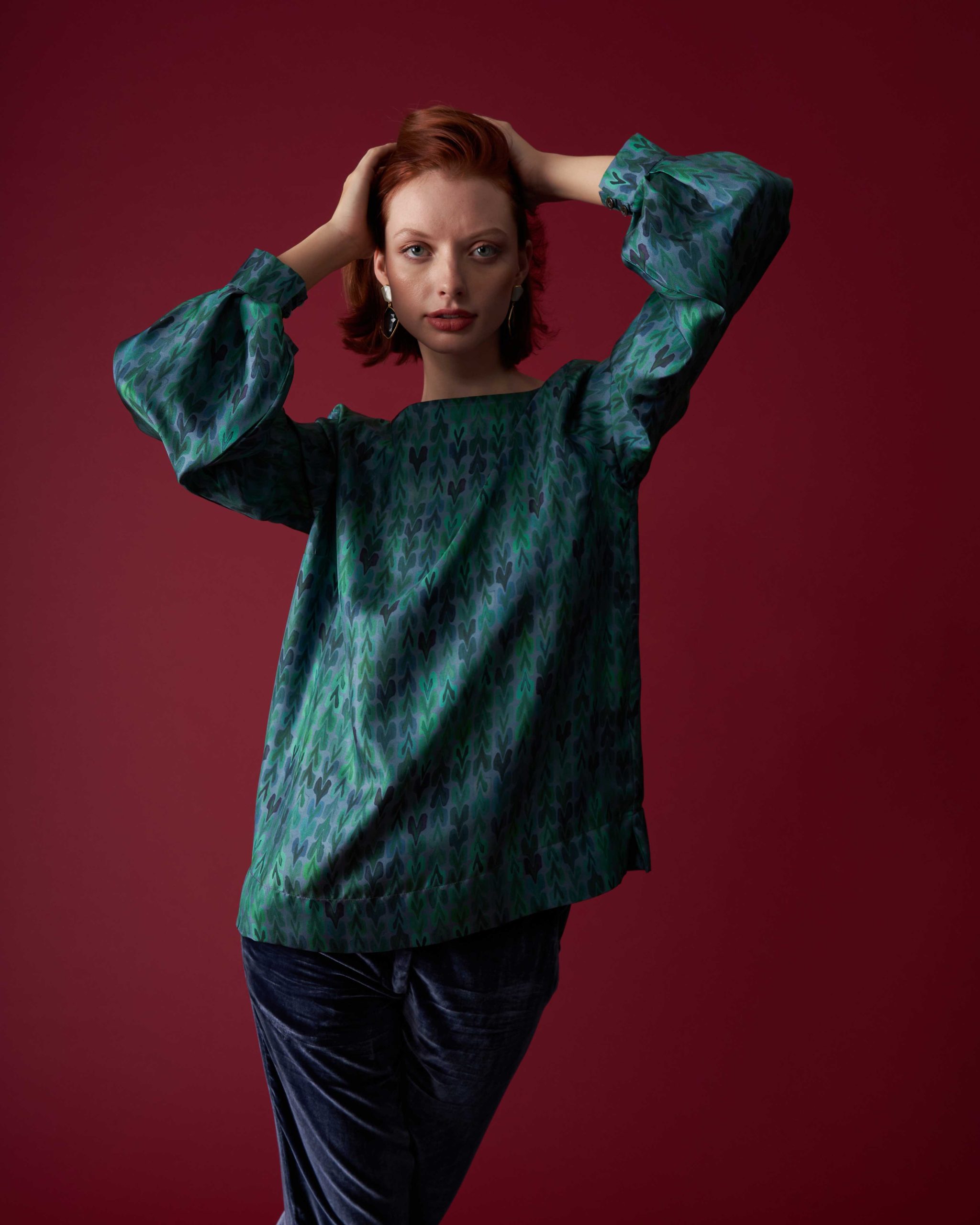 Costanza Blouse in Emerald Frecce