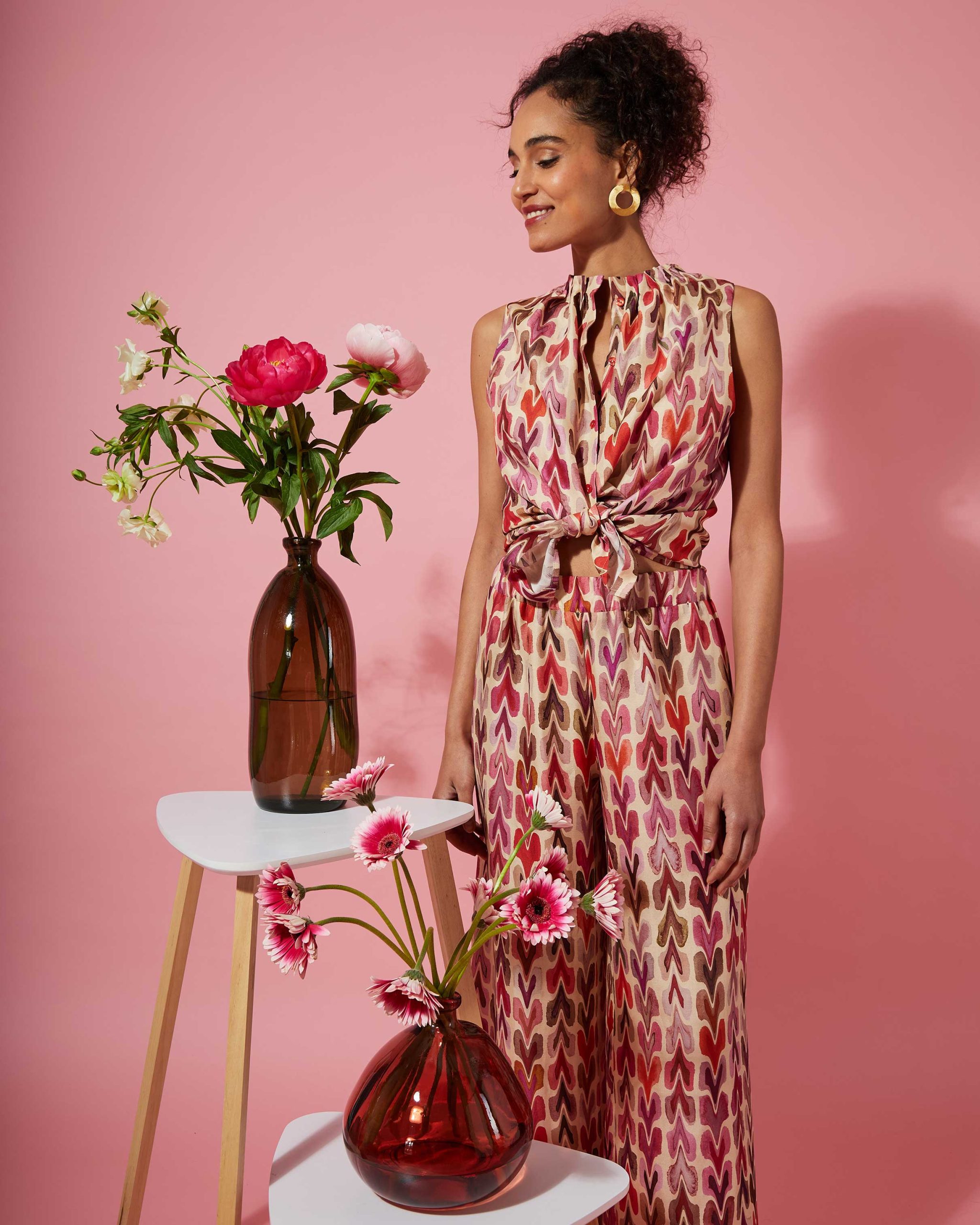 Juliette Blouse in Coral Rose Frecce