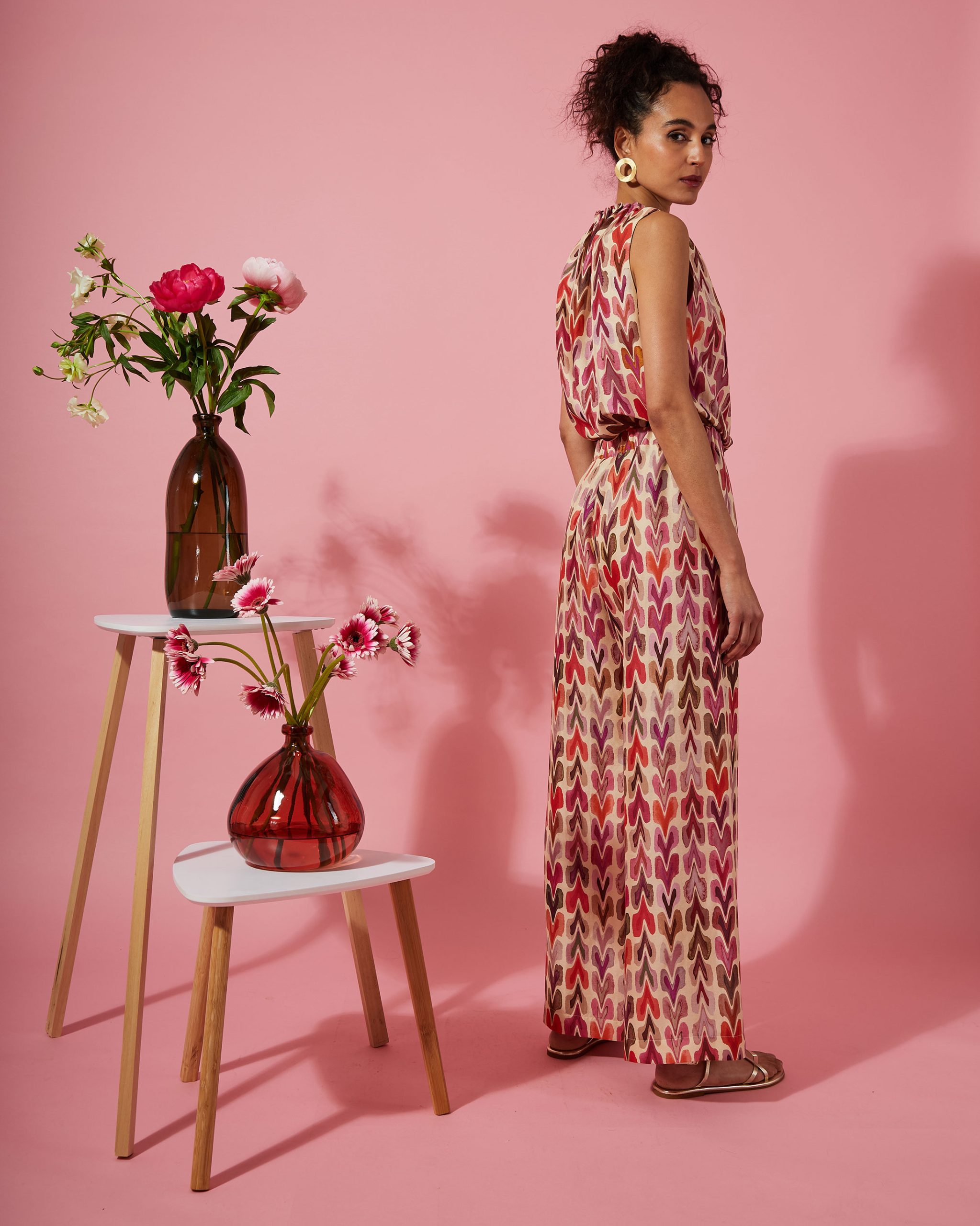 Susanna Palazzo Pants in Coral Rose Frecce