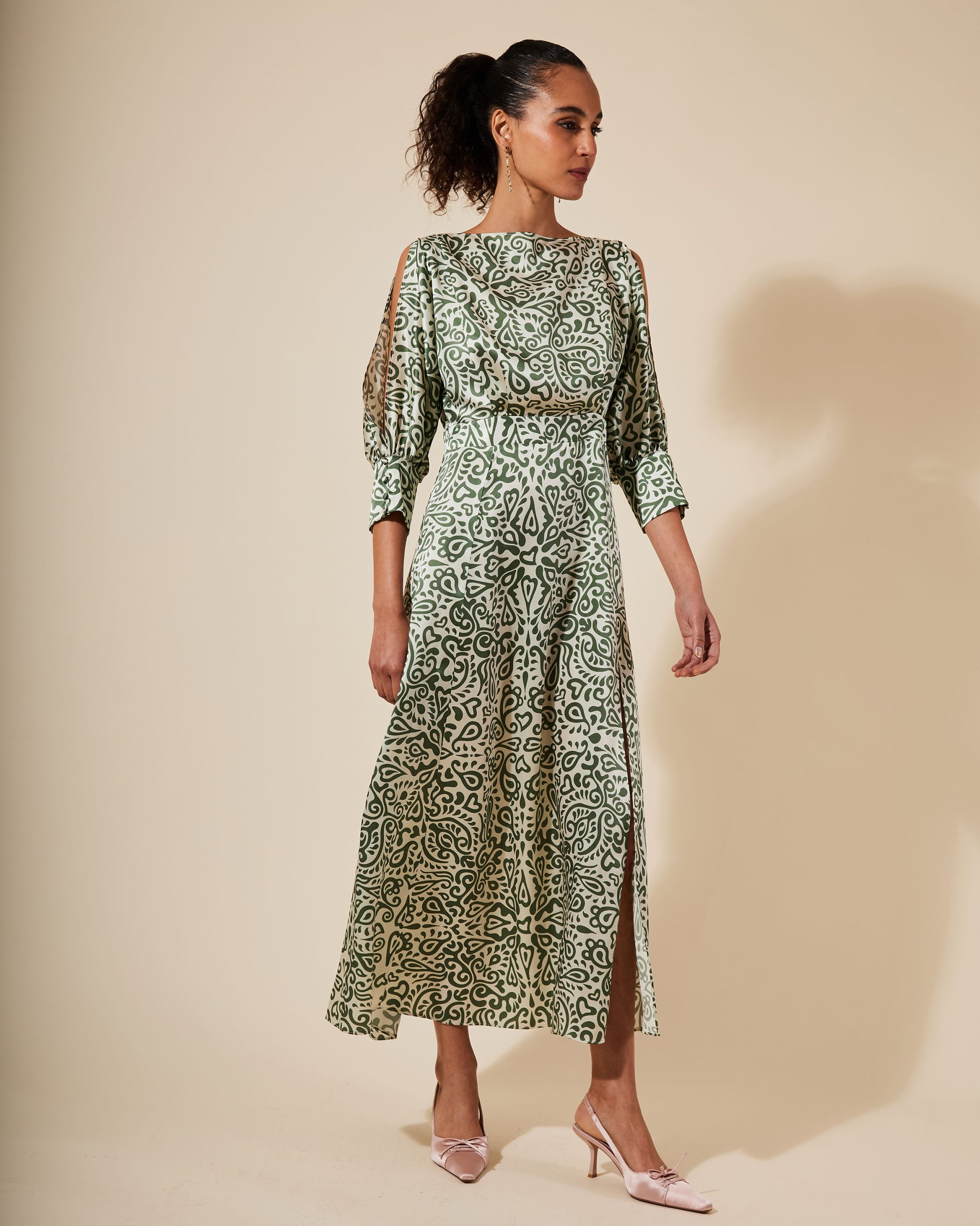 Clarissa Midi Dress in Olive Casablanca