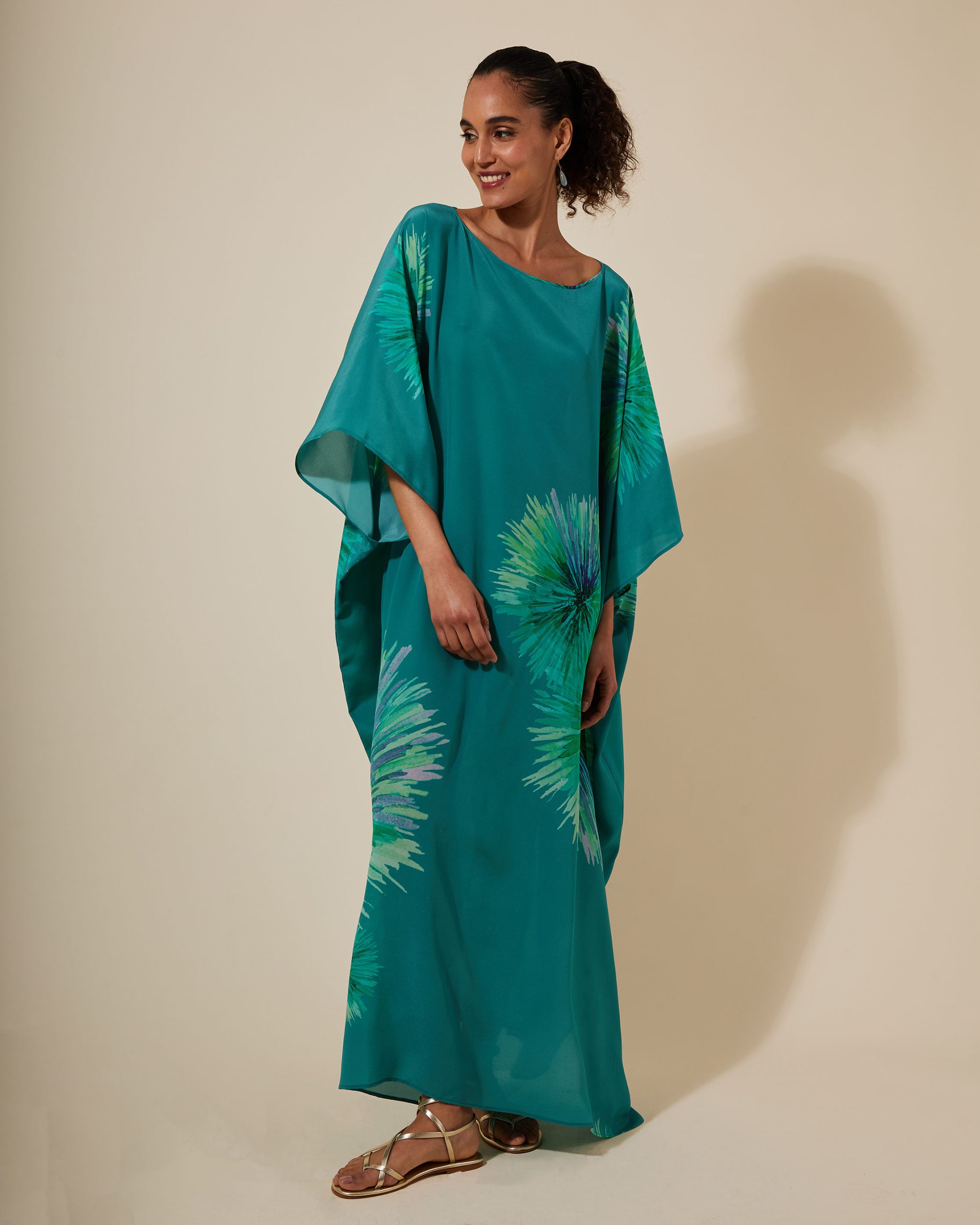 Lea Kaftan Dress in Grande Viridian Riccio