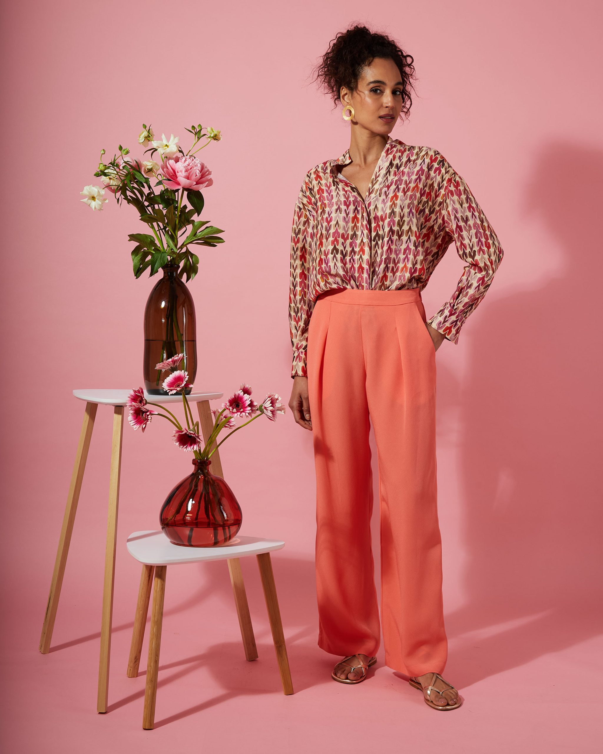 Silvie pantaloni gamba larga in Corallo