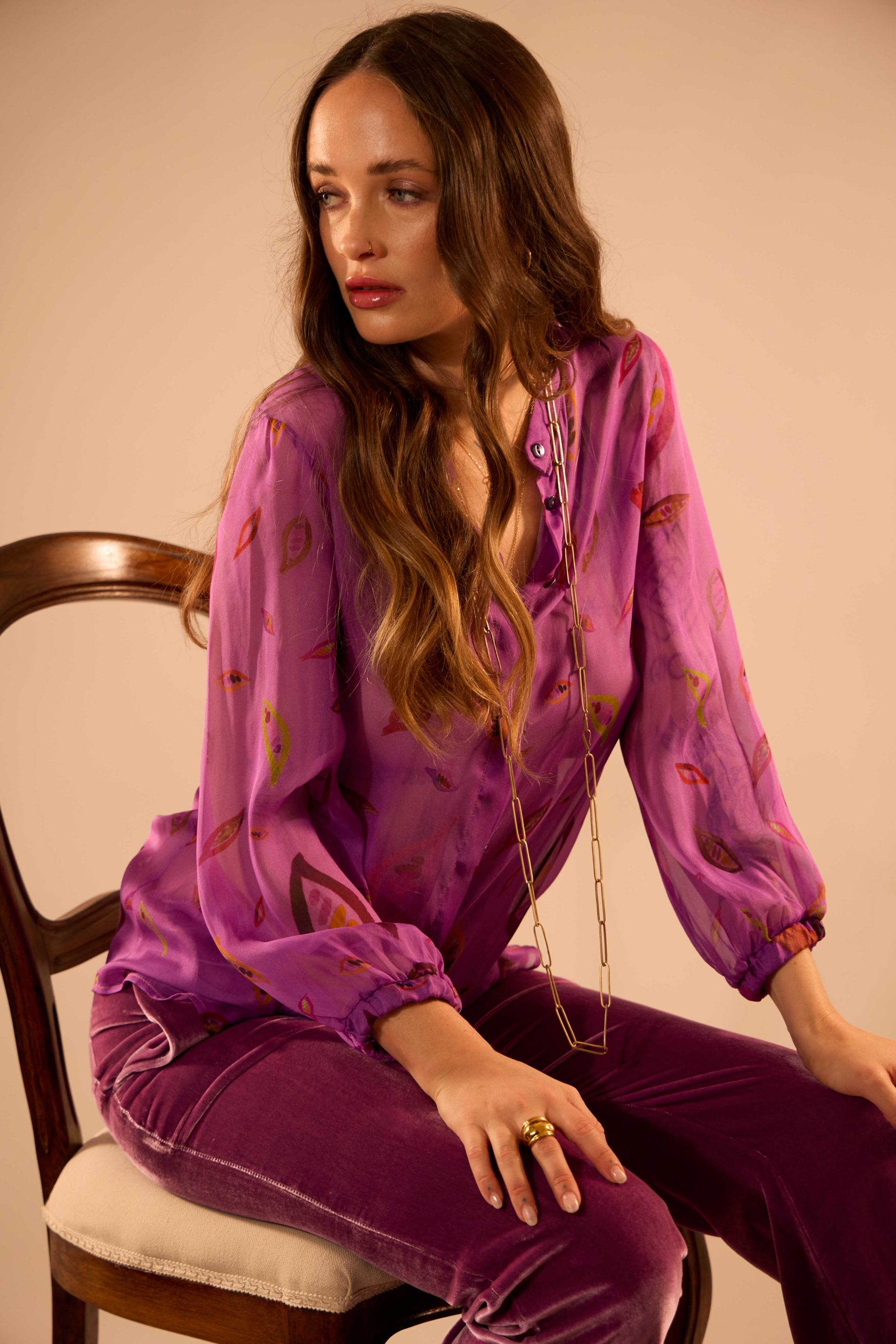 Bea Blouse in Magenta Grande Fiamme